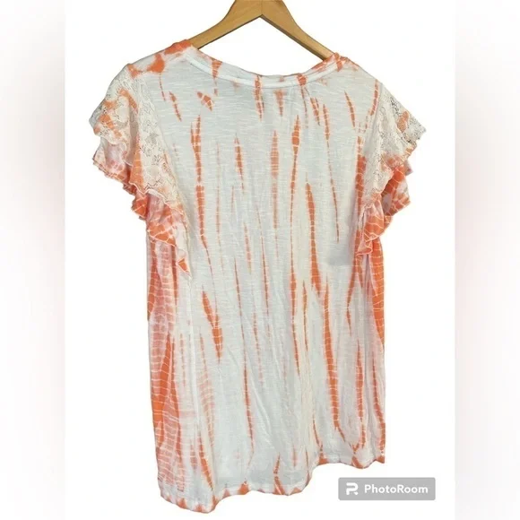 Knox Rose Orange and White Tie-Dye Top - Picture 3 of 3